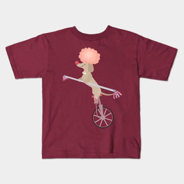 Unicycle Dog Kids T-Shirt by Limethyst